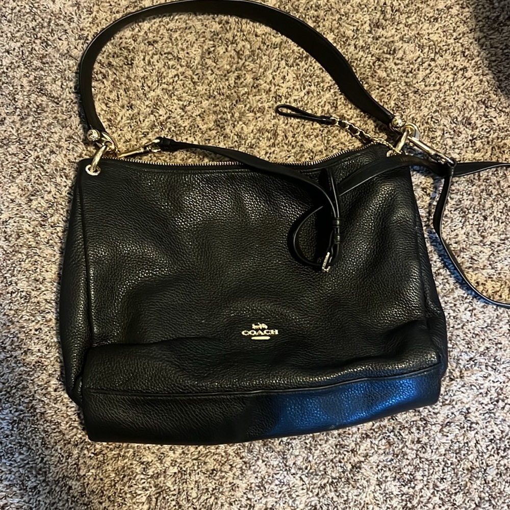 Coach Black Leather Bucket Shoulder Bag